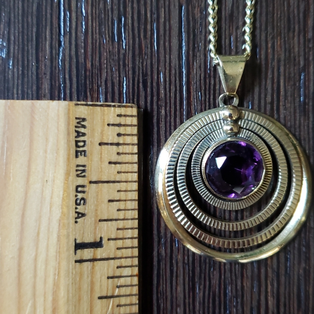 💥HP💥 VTG 14k solid Gold chain/w goldplate Amethyst Pendant - Picture 4 of 11